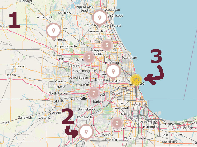 Chicago Wedding Services map tips illustration